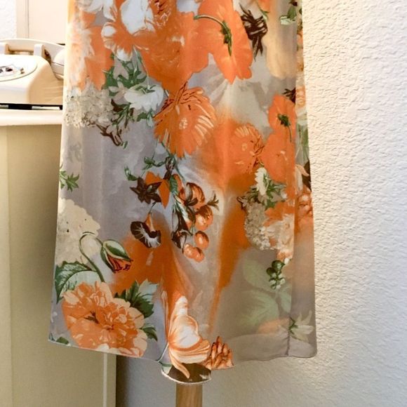 Tea n Rose Orange Botanical Floral Trapeze Dress - Picture 4 of 8